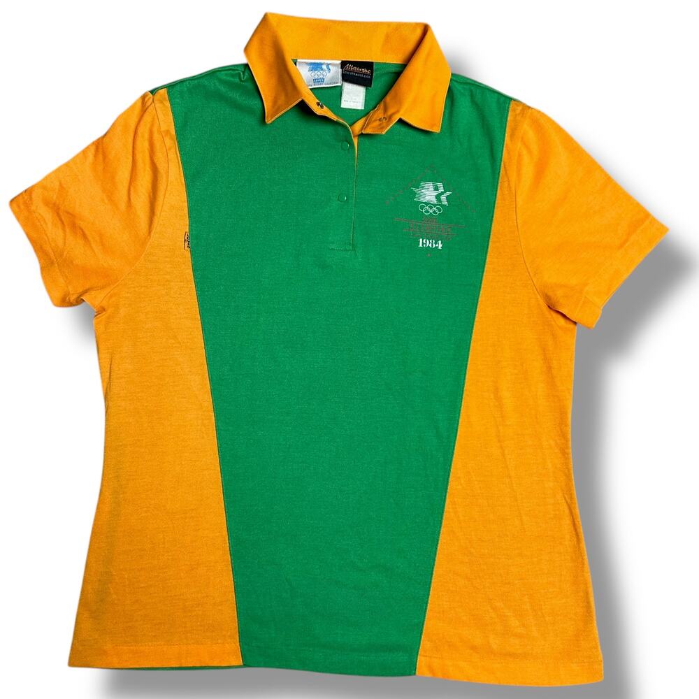 Vintage Levi’s 1984 Olympics Official Staff Uniform Green Orange Polo Shirt L - Picture 1 of 7